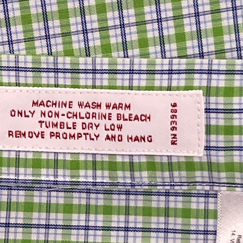 Brooks Brothers Button Down Mens L Green Blue Check Traditional Fit Short Sleeve - Picture 4 of 10